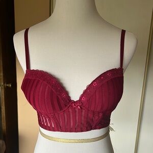 Elegant burgundy Red Lace Bralette